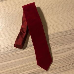 Zara Man Red Silk Velvet Skinny Holiday Necktie